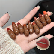 10Pcs Matte Velvet Finish Mini Lip Gloss Set Long-Lasting Non-Transferable