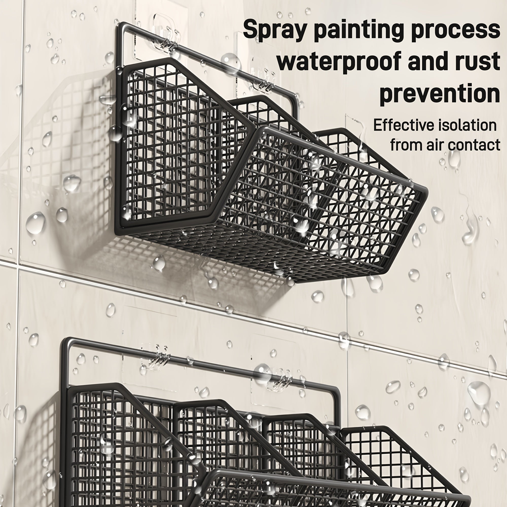 Wall Mounted Wire Fruit Basket with Three Compartments for Kitchen Bathroom Storage