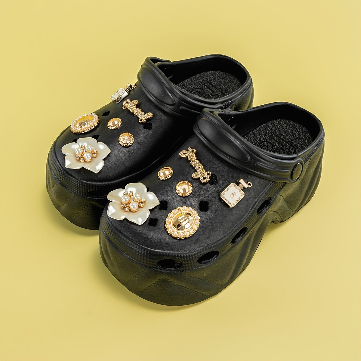 Women Camellia Embellished Platform Mules Closed Toe EVA Clogs