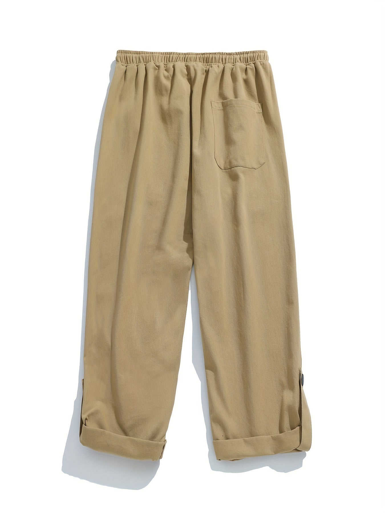Men's Cotton Cropped Pants with Pockets Casual Loose Fit for Outdoor Activities