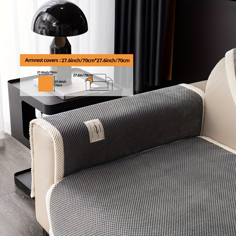 Hozirgi zamonaviy plush divan qopqog'i, barcha fasllar uchun korduroy chekkali