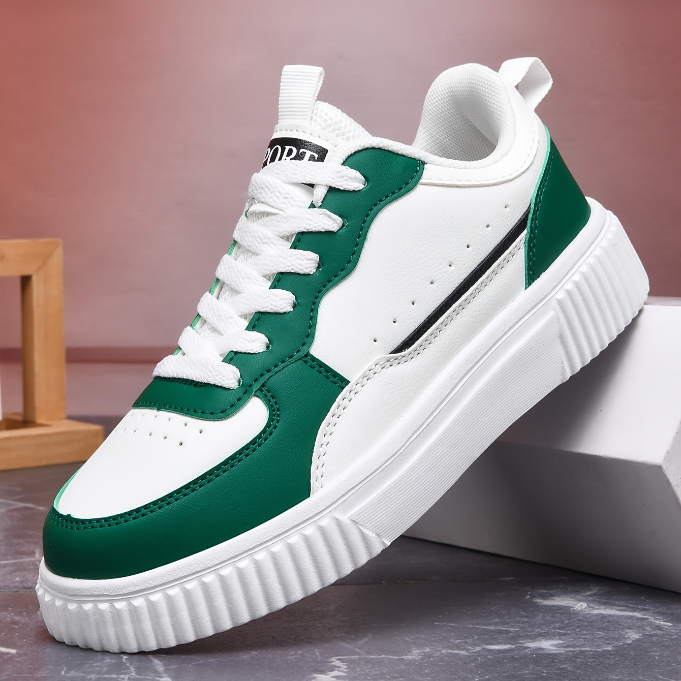 Women's Casual Sneakers Low Top Lace-Up Geometric Design EVA Sole