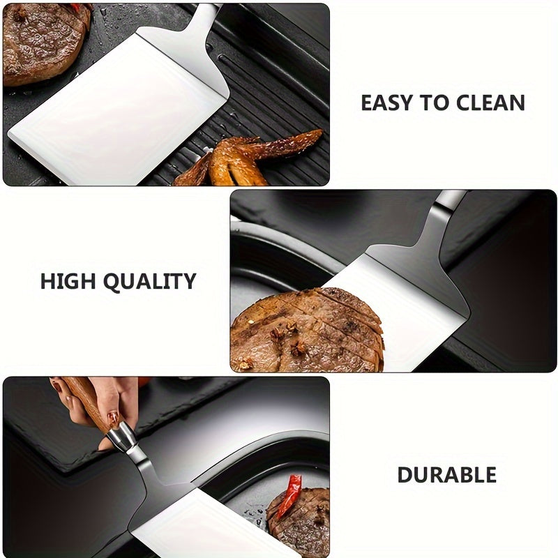 Stainless Steel Kitchen Spatula Wide Blade for Flipping Pancakes Pizza Steak