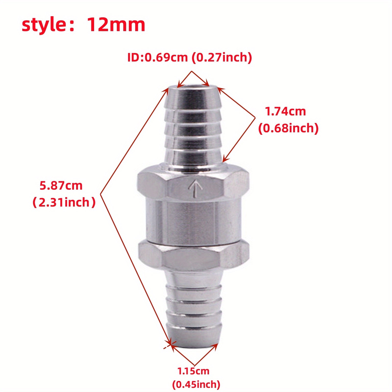 Клапан проверки топлива с односторонним клапаном из алюминиевого сплава 6/8/10/12 мм для бензина, дизеля