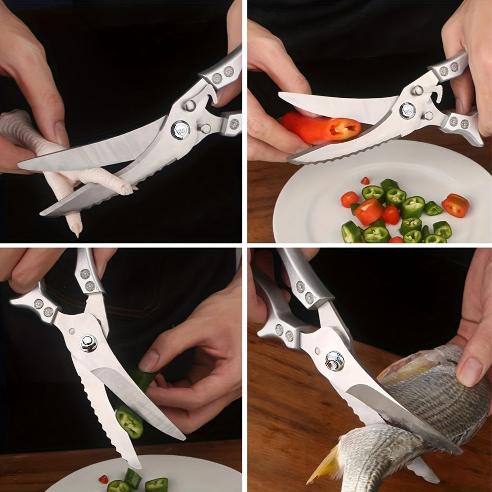 Heavy Duty Stainless Steel Kitchen Scissors for Meat Fish Vegetables and BBQ