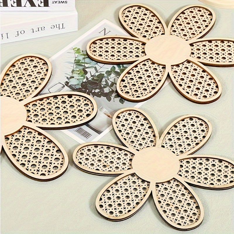 Set of 3 Bohemian Daisy Wooden Wall Art Floral Farmhouse Decor for Home Office Bathroom