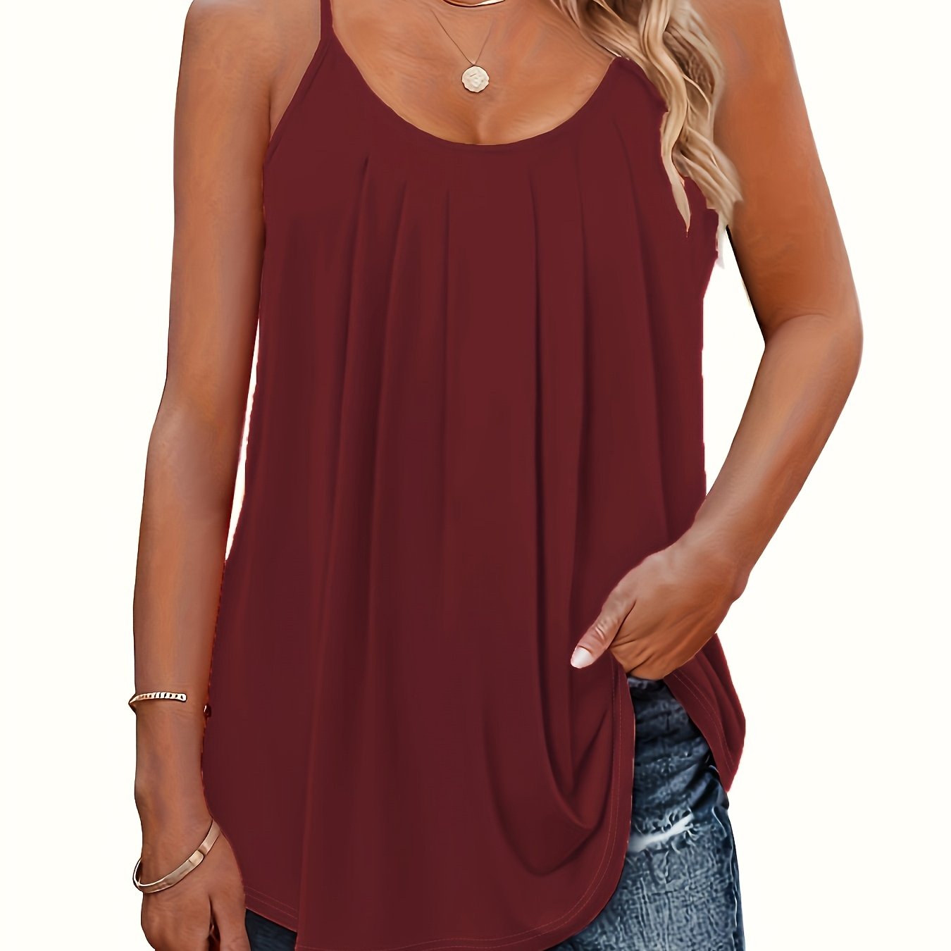 Women's Solid Color Tank Top Knit Fabric Sleeveless Camisole