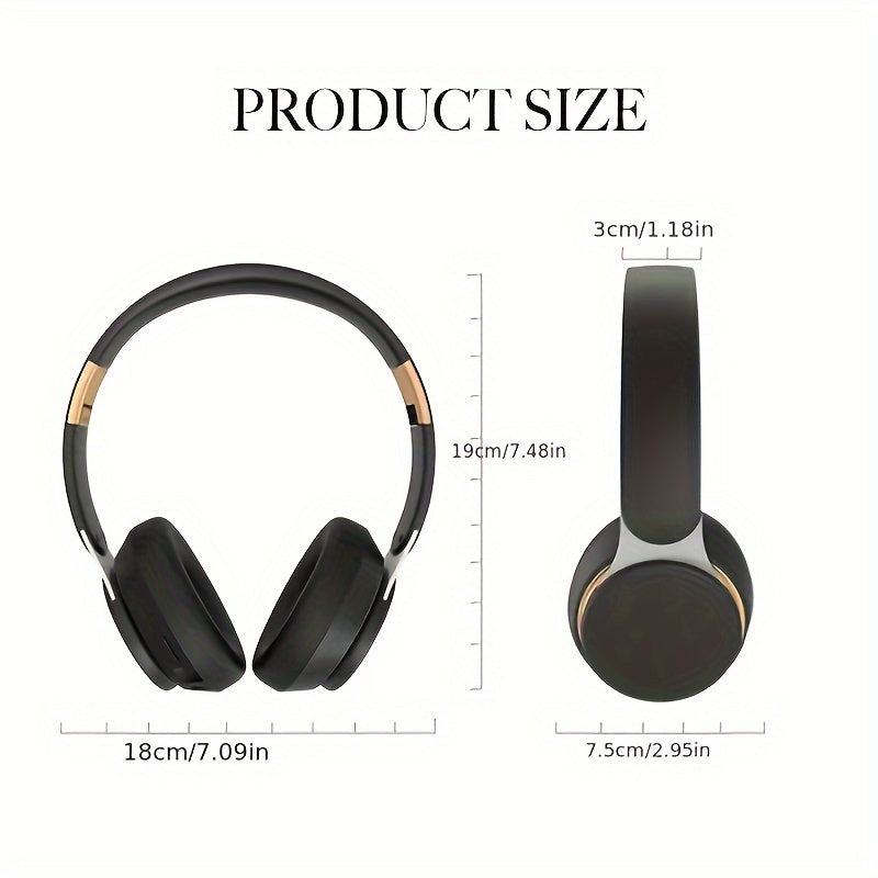Wireless Over-Ear Bluetooth 5.0 Noise-Cancelling Headphones with Microphone Foldable