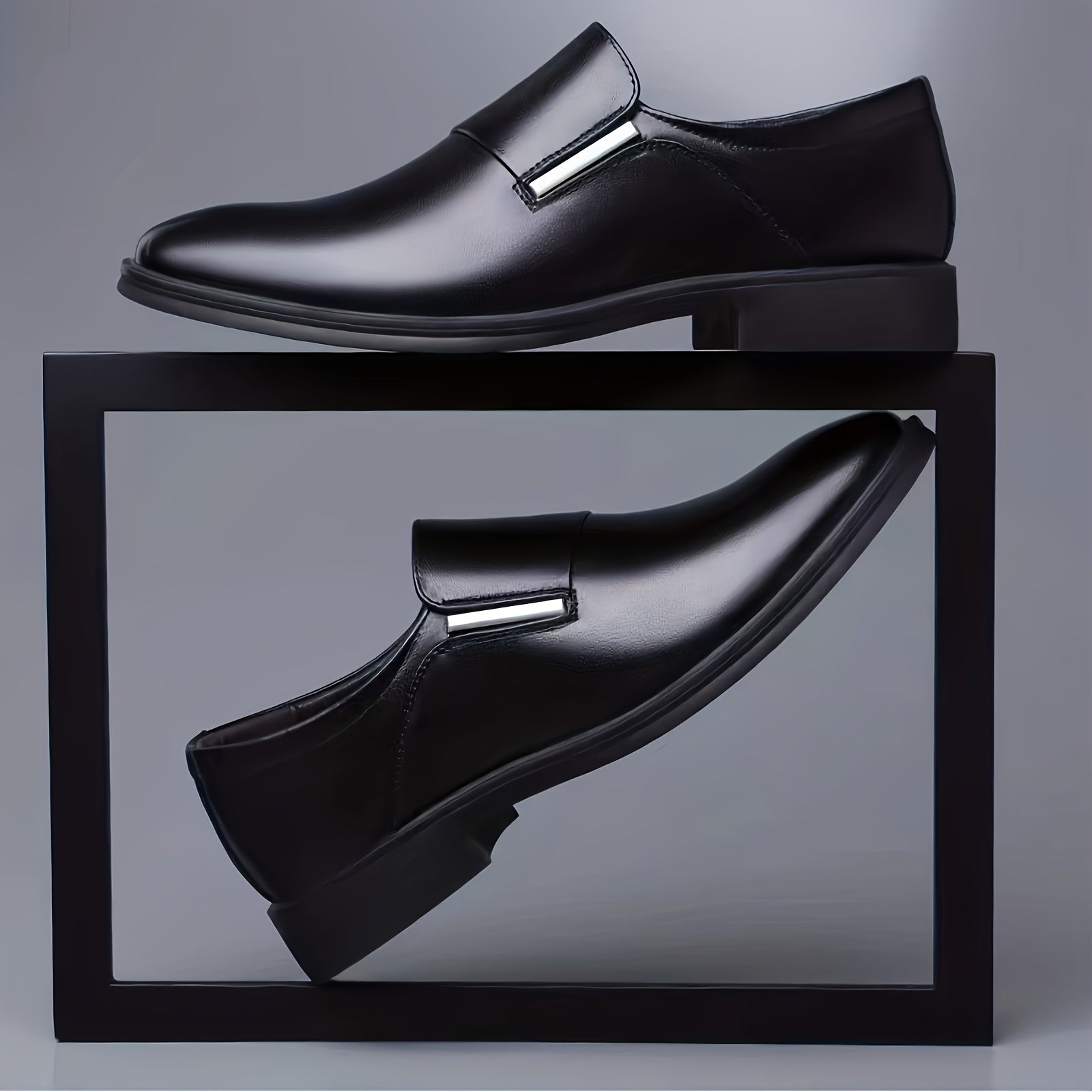 Zapatos casuales de negocios para hombre, sin cordones, punta afilada, suela de PU sólido y caucho