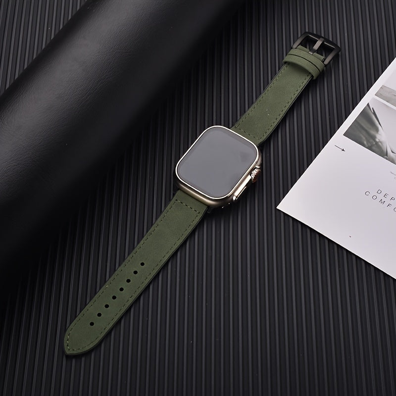 Synthetic Leather Watch Band for Apple Watch Series Ultra SE 5 4 3 Adjustable Hook Loop Clasp