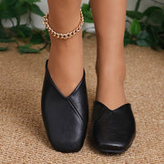 Women's Square Toe Mules Flat Shoes Faux Cover Solid Color Non-Slip Rubber Sole