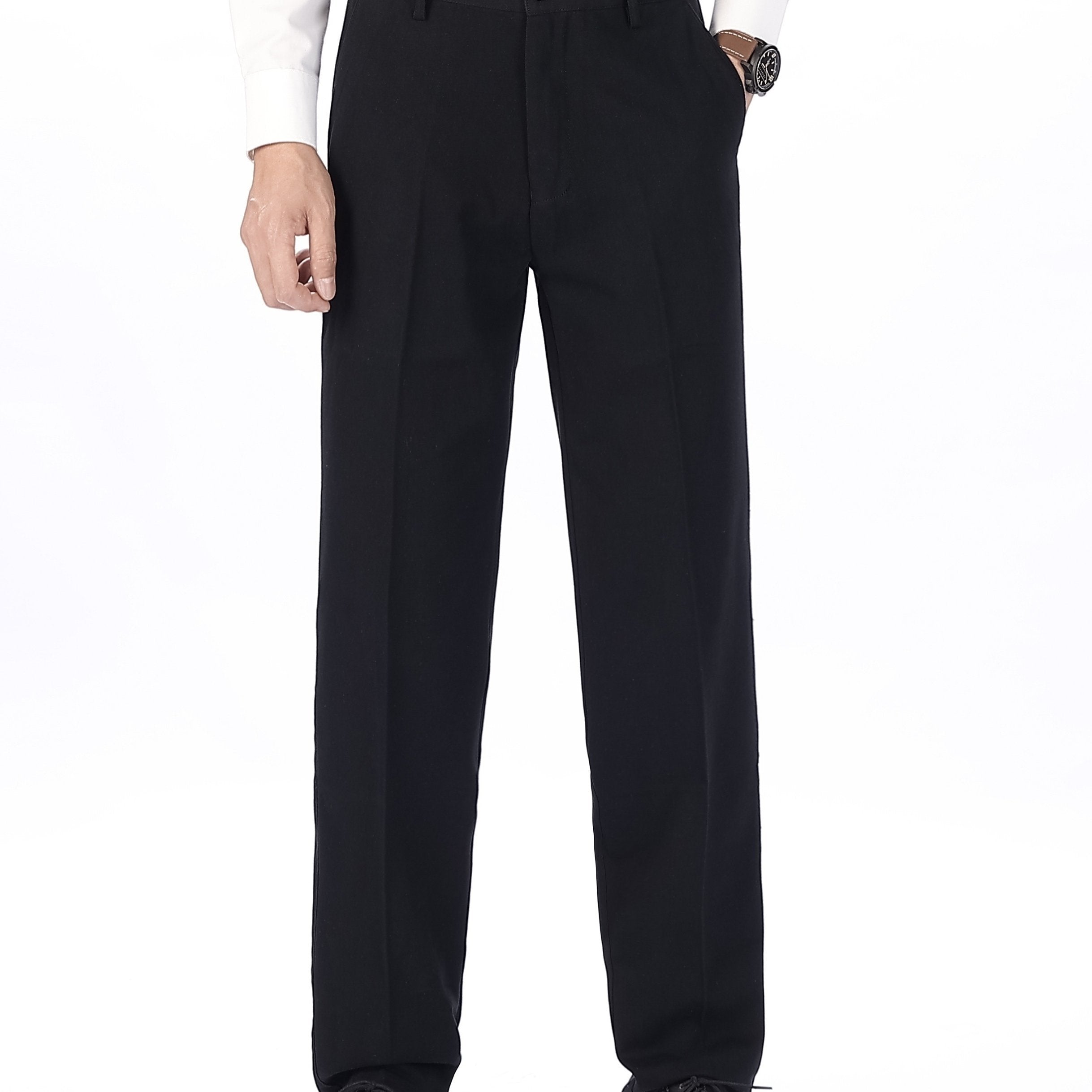 Men's Plus Size Solid Color Casual Trousers Regular Fit Polyester All Season