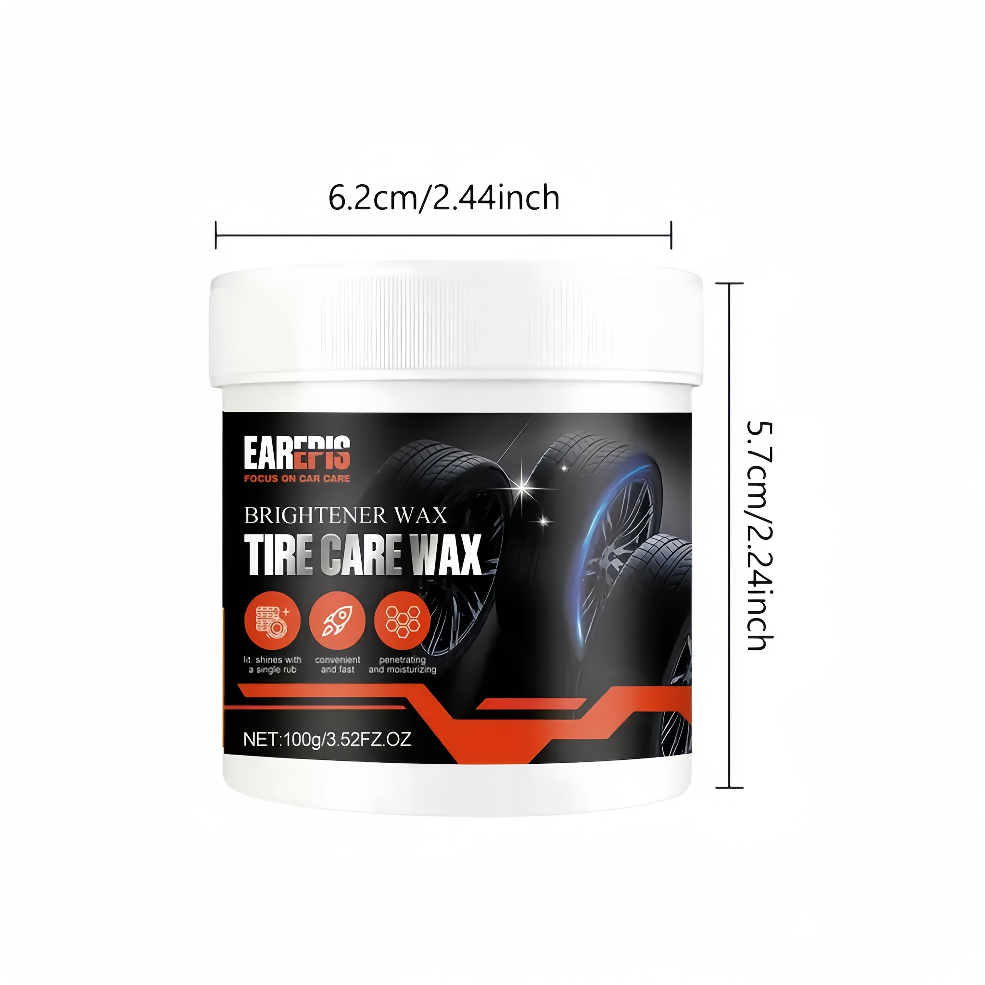 Cera brillante para neumáticos con aceite de coco, aplicador de esponja, mejora el brillo del plástico