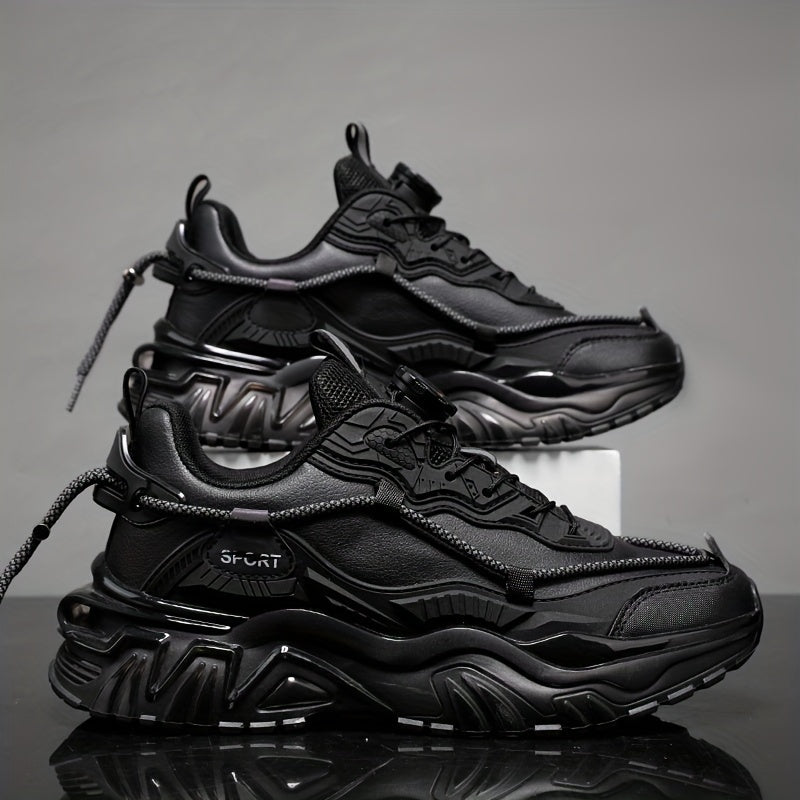 Men's Casual Sneakers Low Top Leather Upper Comfortable Durable Solid Color Shoes