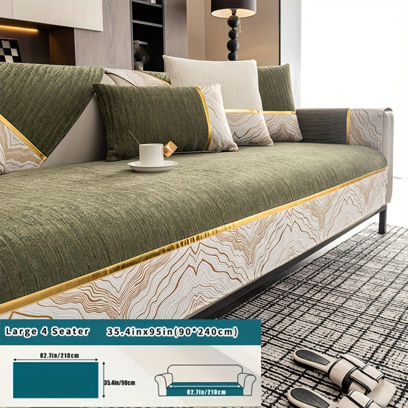 Chenille Sofa Cover for All Seasons Pet-Friendly Non-Slip Fits 1-4 Seater L-Shaped Contemporary