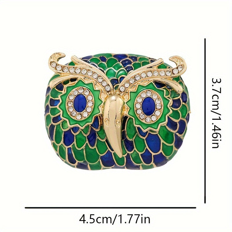 Vintage Owl Brooch Rhinestone Accents Animal-Shaped Pin for Women 4.5cm x 3.7cm