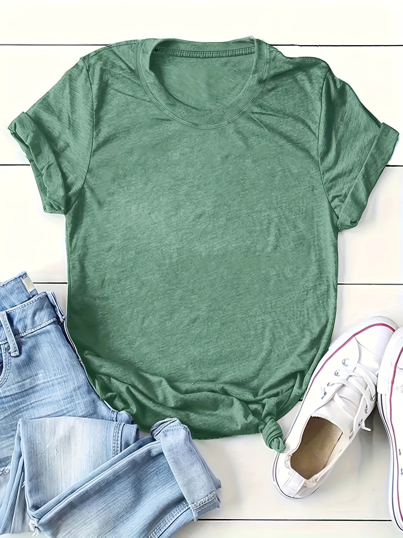 Women Short Sleeve T-Shirts 5 Pack Solid Colors Summer Casual Everyday