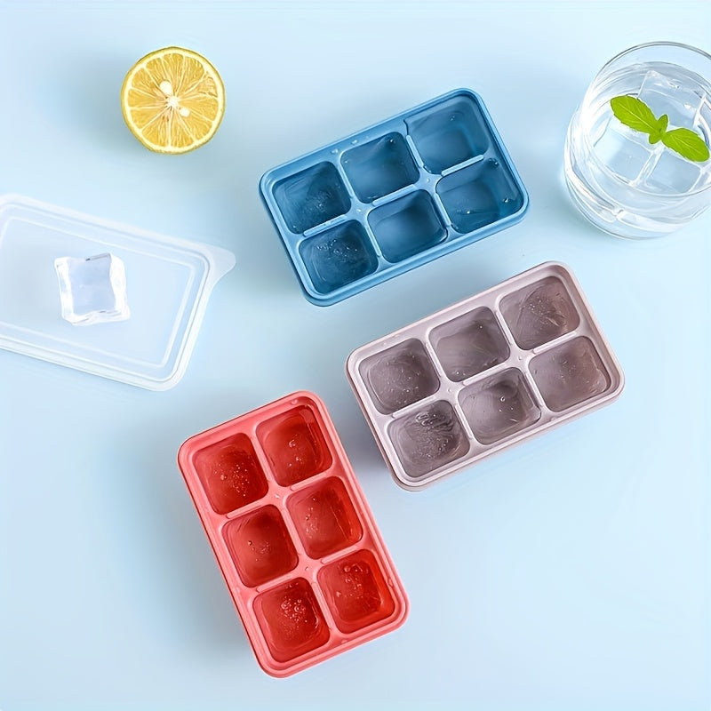 3Pcs Ice Cube Trays with Lids Food-Grade PP Plastic Stackable Leak-Proof Color-Coded