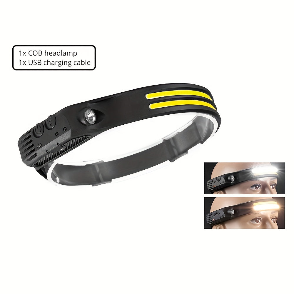 Rechargeable Motion Sensor LED Headlamp for Camping Running Fishing Hiking