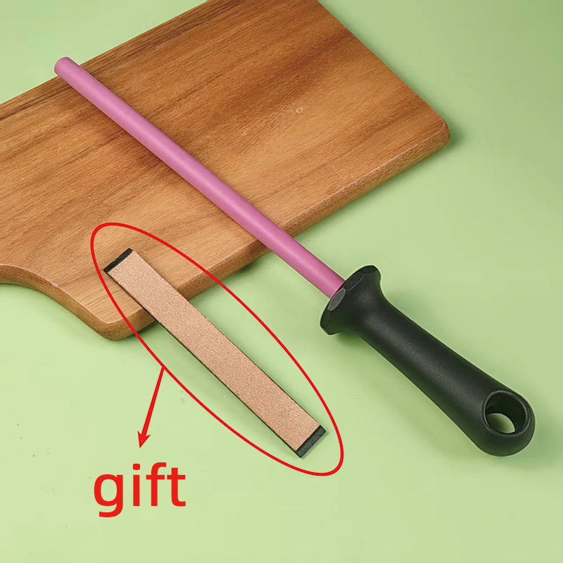 Ceramic knife sharpener with steel rod for quick efficient kitchen sharpening