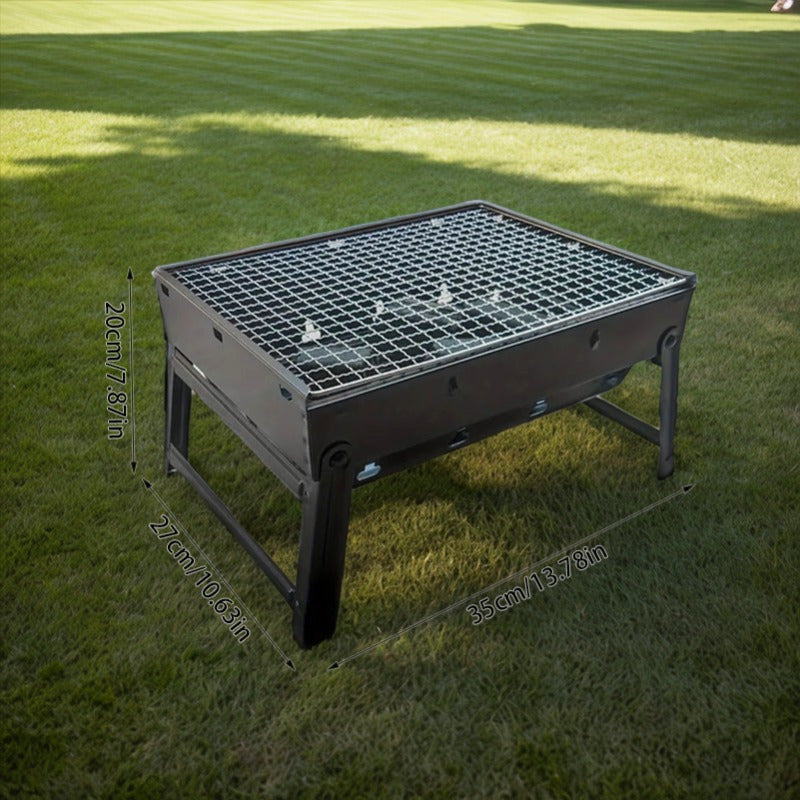 Parrilla portátil negra para barbacoa para camping, tailgating, picnics, sin necesidad de baterías, asas para facilitar el transporte, diseño compacto y resistente