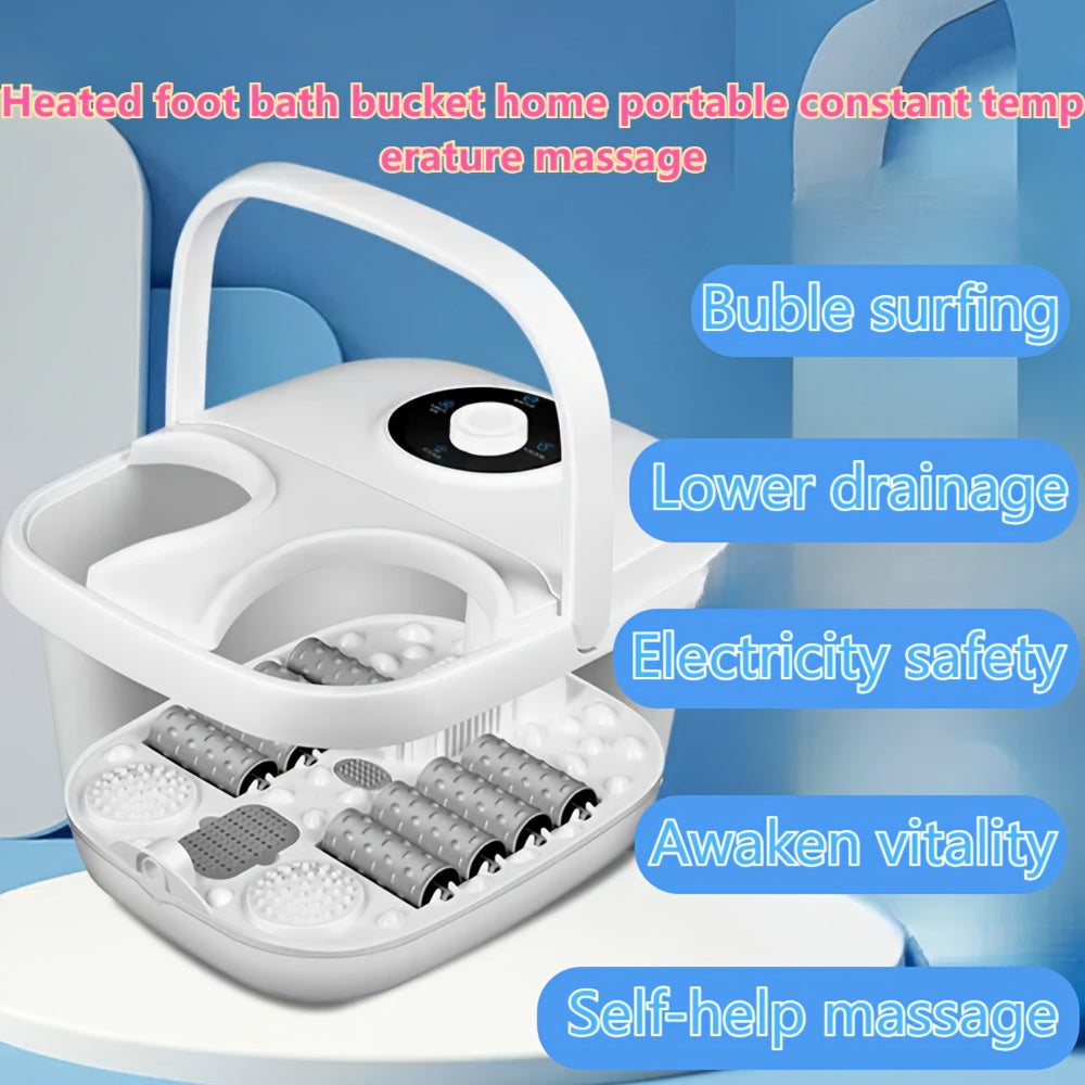 Spa eléctrico para pies con masaje de burbujas, calefacción, control remoto, cuenca rejuvenecedora con rodillos