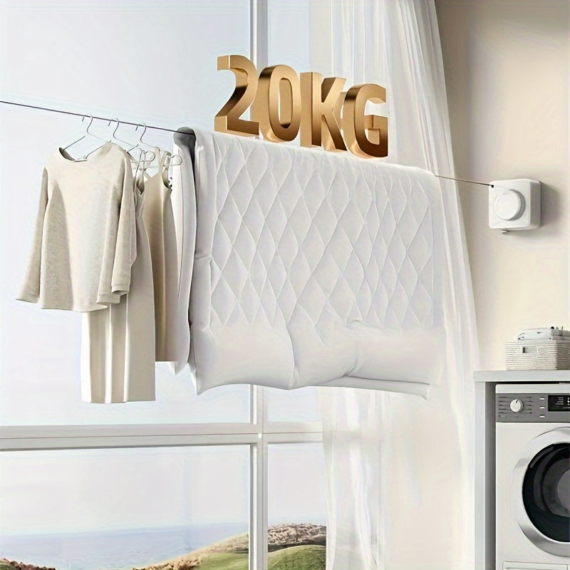 Идеальное решение для нужд сушки в помещении, этот прочный выдвижной катушечный шнур для одежды из нержавеющей стали 304 имеет длину 4,25 метра. Идеален для арендуемых комнат или балконов, он прекрасно подходит для развешивания полотенец, одеял и белья.