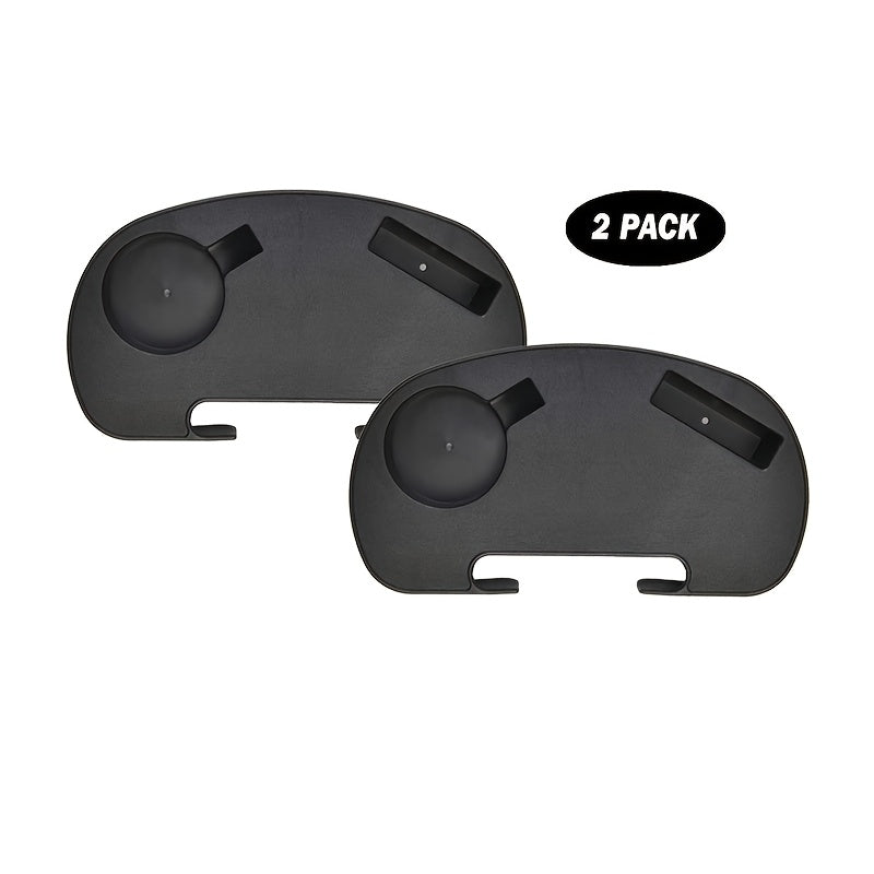 Black Folding Chair Attachment with Beverage and Snack Trays for Outdoor Use