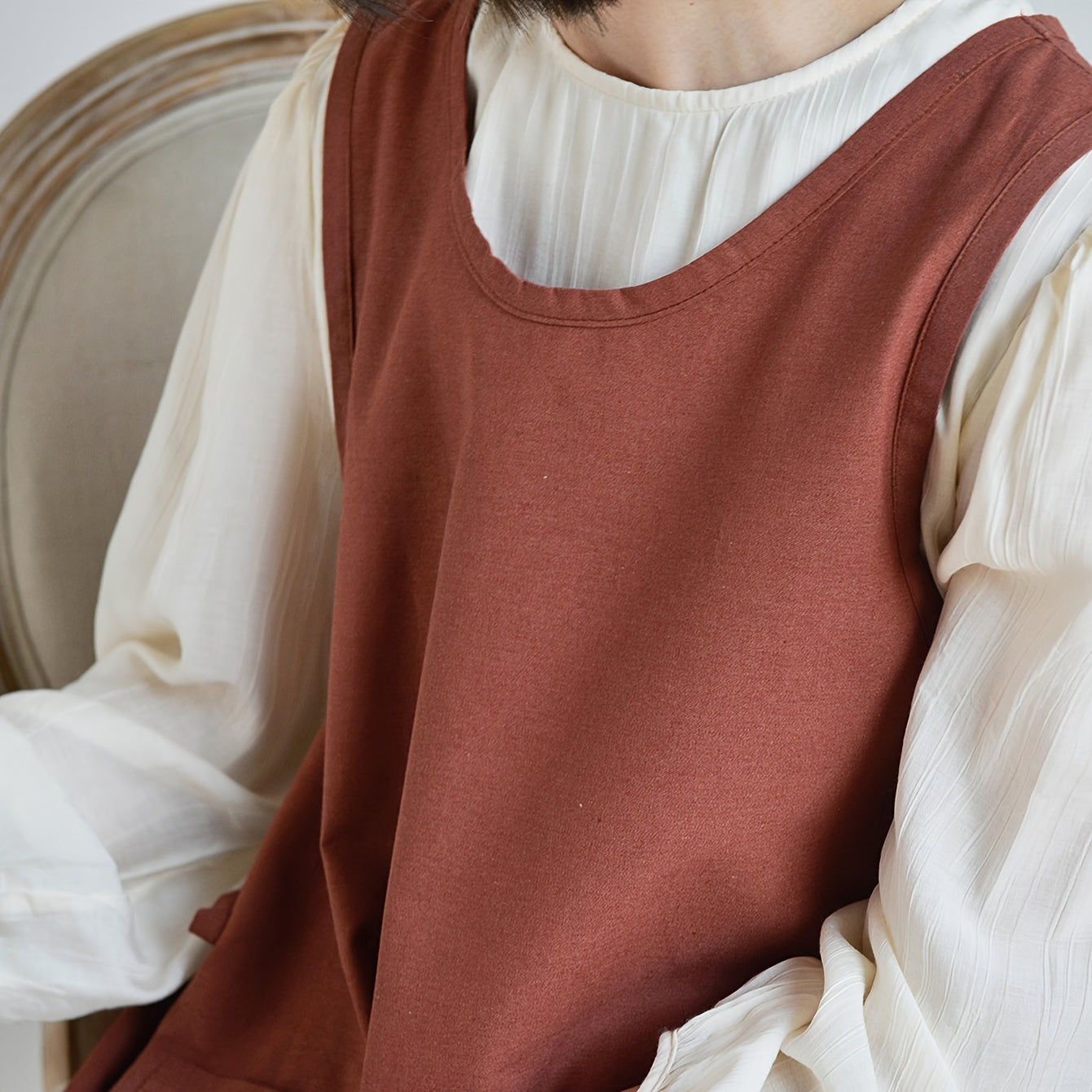 Korean-Style Woven Apron Solid Color for Home Use