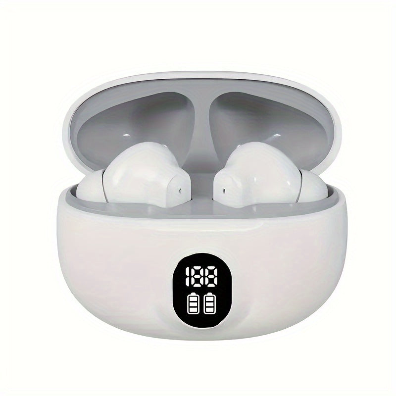 Wireless Earbuds with Microphone Touch Control LED Display Charging Case Semi-Open Sport Earhook Video Game Theme