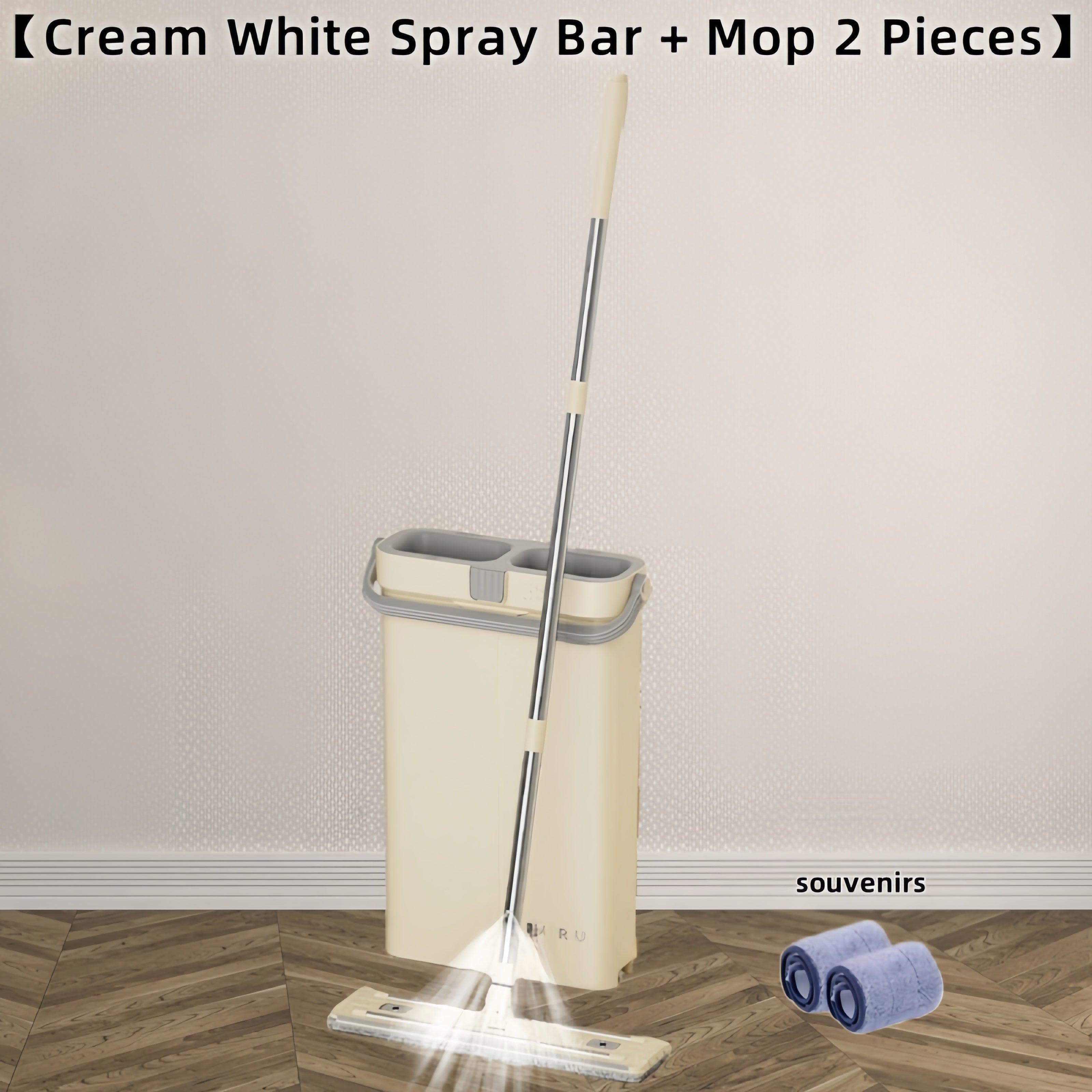 Qayta ishlatiladigan mikrotoʻlqinli yostiqlari bilan o'z-o'zini yuvadigan spreylash mop to'plami, ho'l va quruq polni tozalash uchun