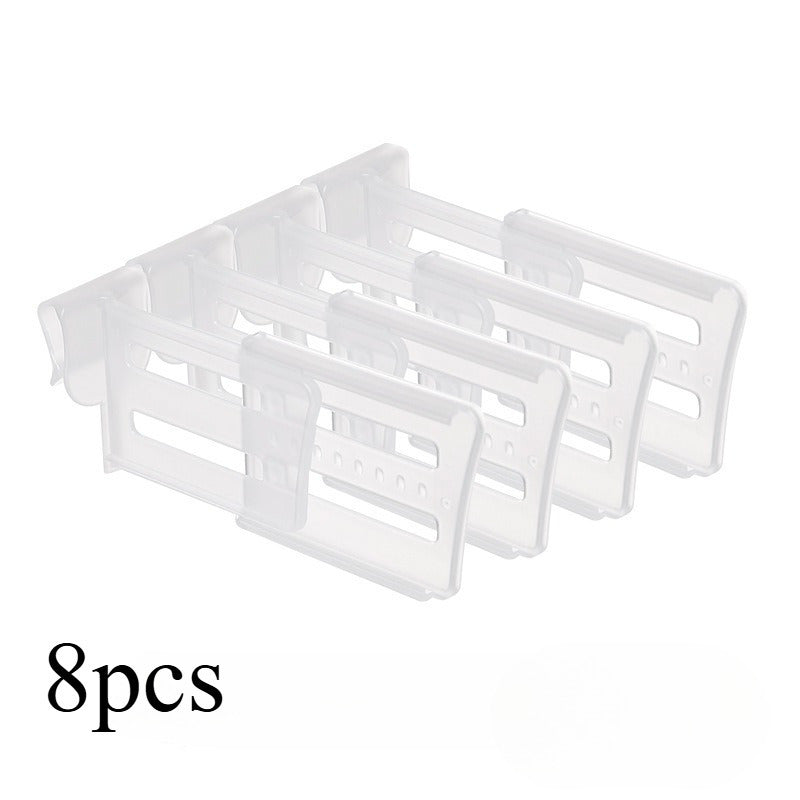 4/8 Pcs Adjustable Plastic Refrigerator Organizer Set Clear Storage Bins Dividers