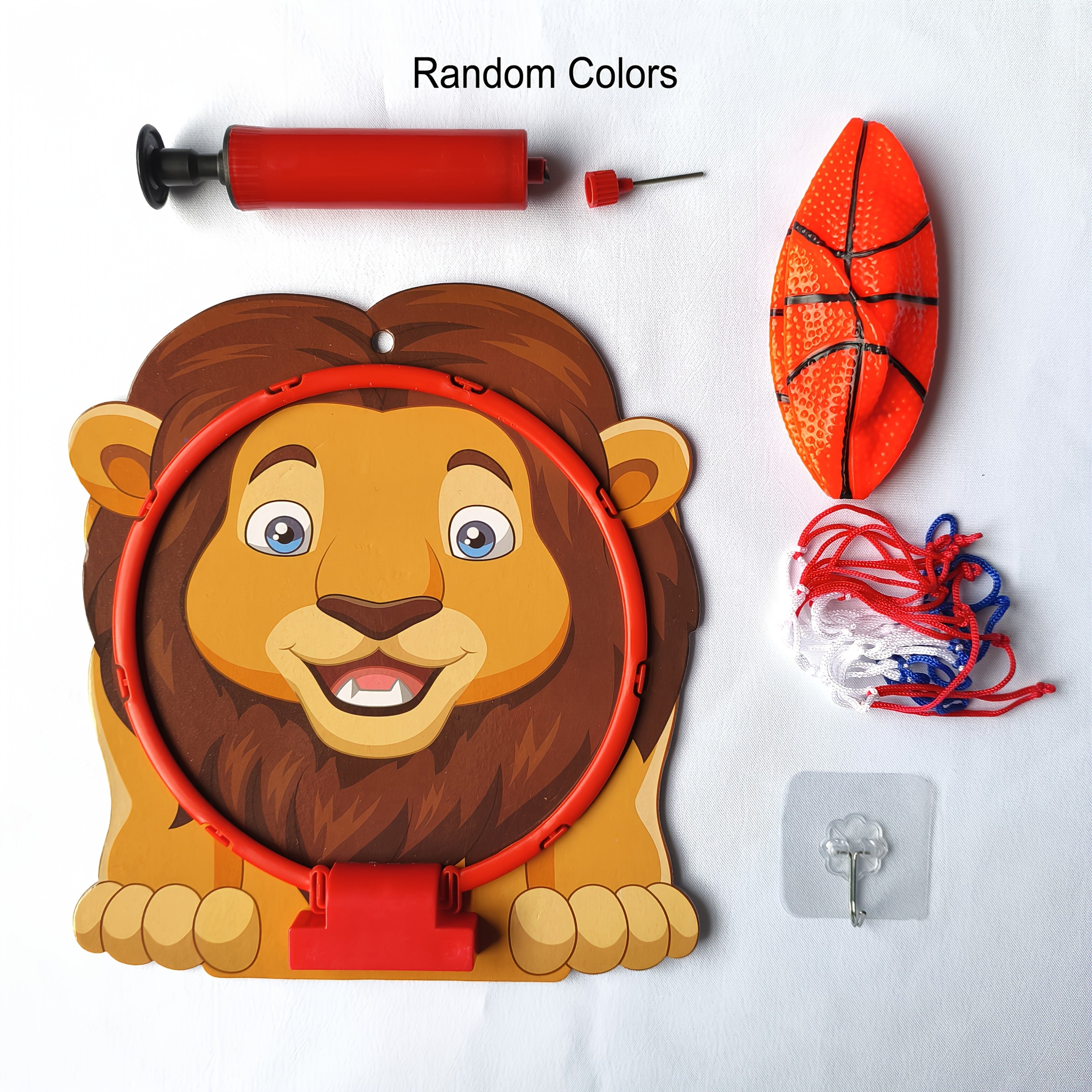 Conjunto de aros de baloncesto con temática de animales para niños para juego en interiores y exteriores 3+ Rojo
