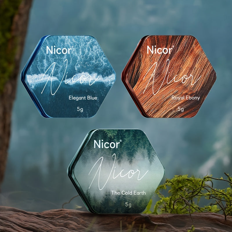 Men's Solid Perfume Stick with Long-Lasting Herbal Woody Fragrance and Moisturizing Squalane