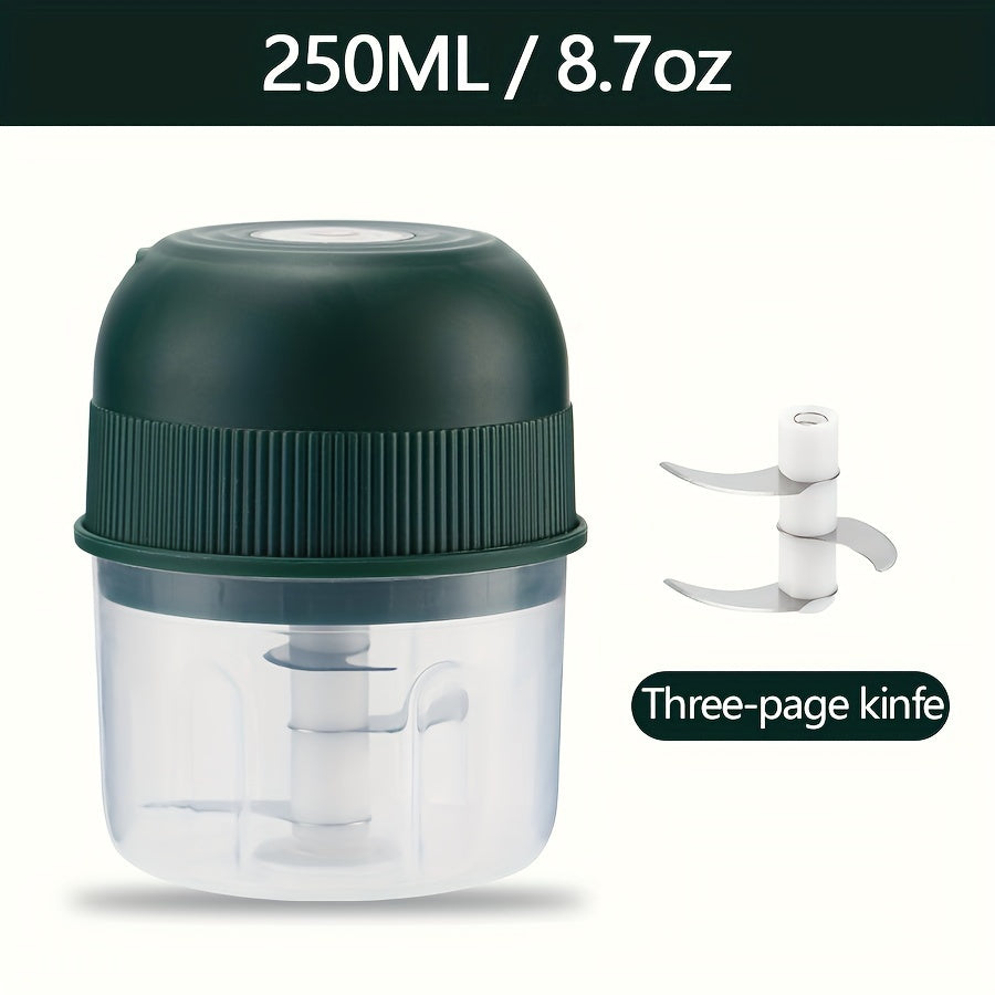 250ml Elektr mini sarimsoqpichoq USB qayta zaryadlanadigan go'sht maydalagich oshxona asbobi