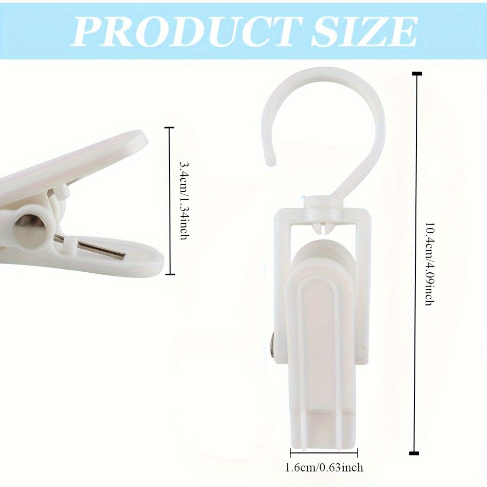25 Pieces of Plastic Laundry Hooks with Clips for Closet, Bathroom, and Travel Organization