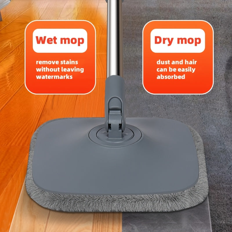 Hands-Free Mop and Bucket Kit with Reusable Pads for Hardwood and Tile Floors