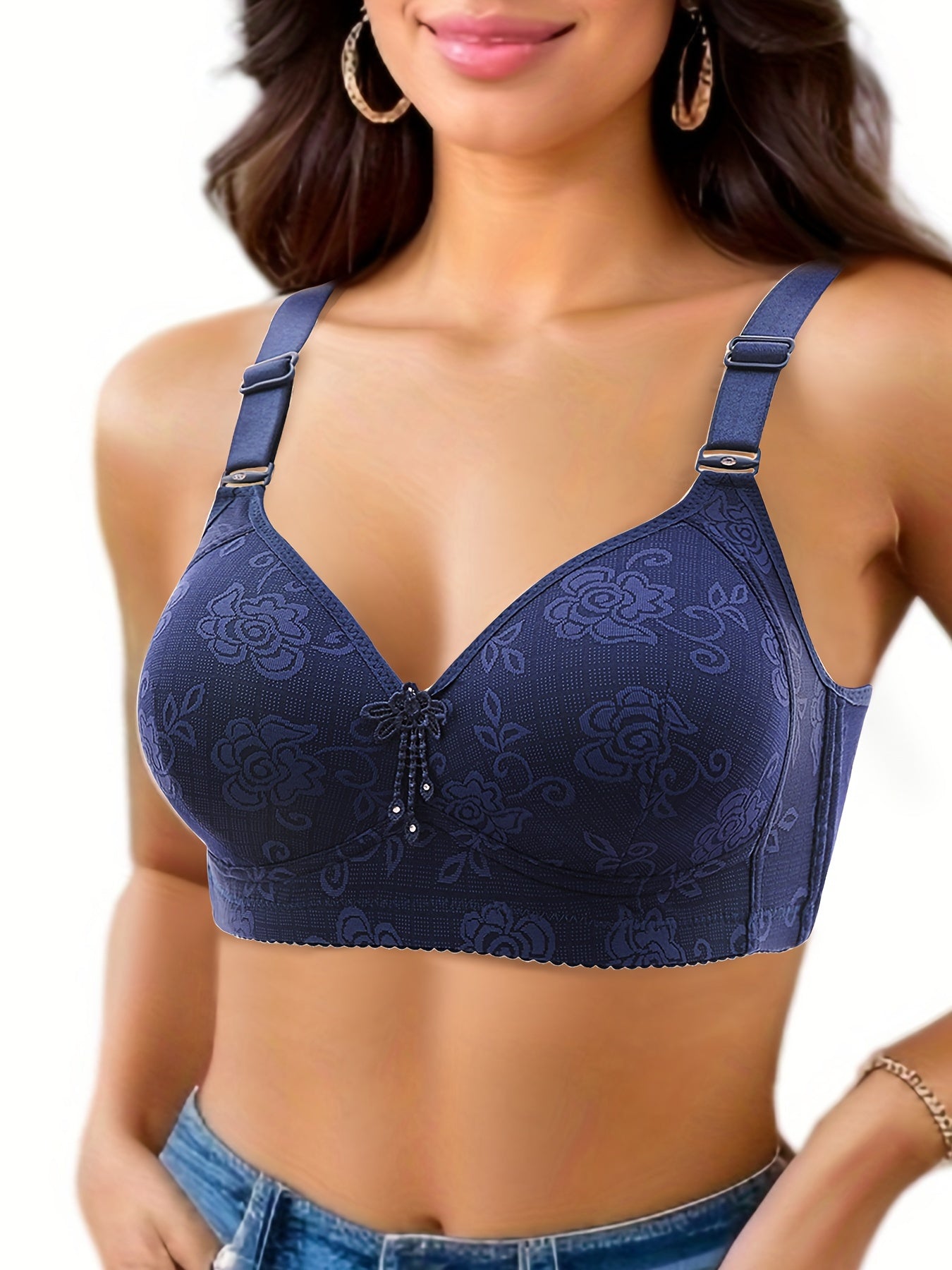 Women's Nylon Push Up Bras Wireless Non-Removable Padding Solid Color Knit Fabric