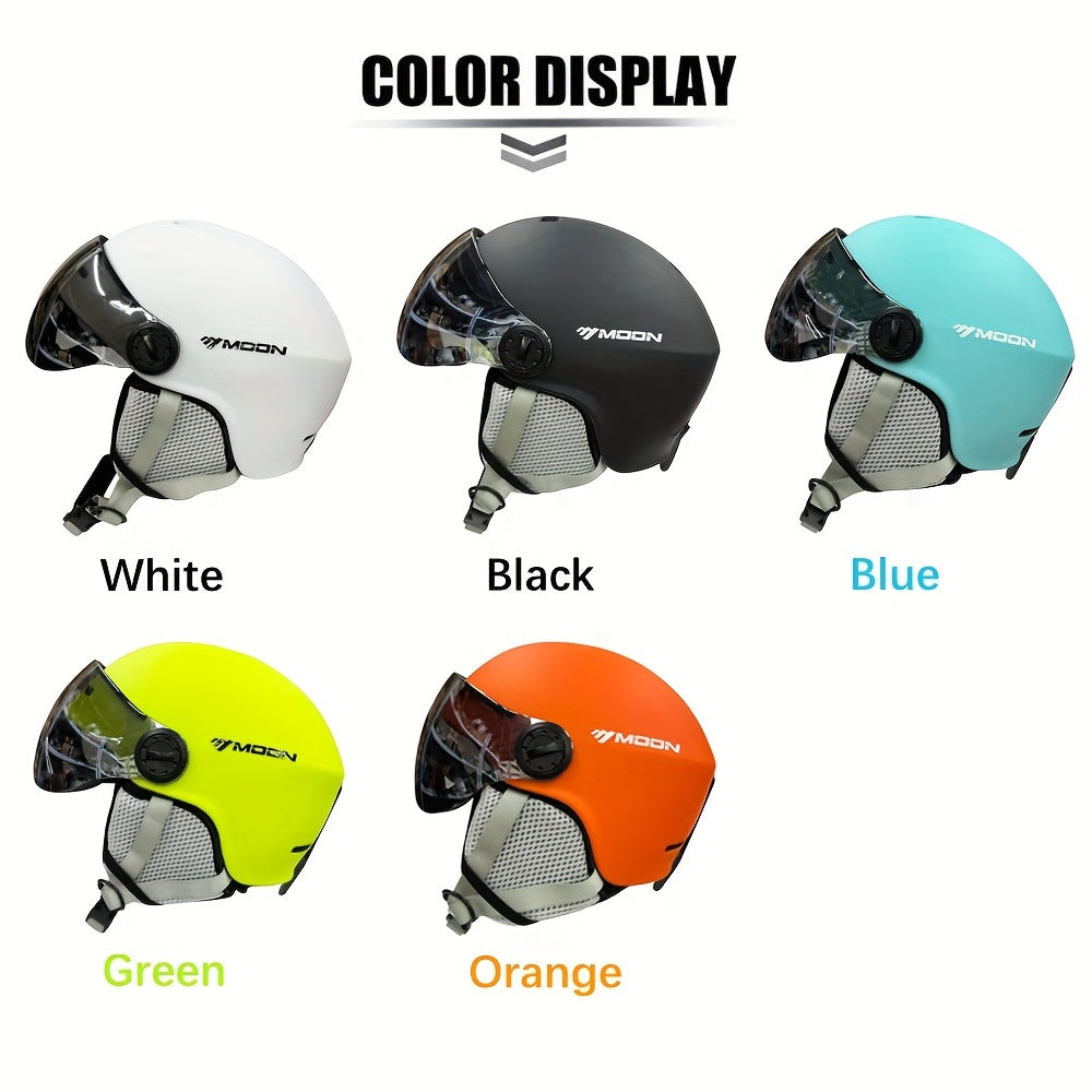 Casco de esquí con gafas de ajuste universal construcción en PC EPS visor para snowboard y patinaje