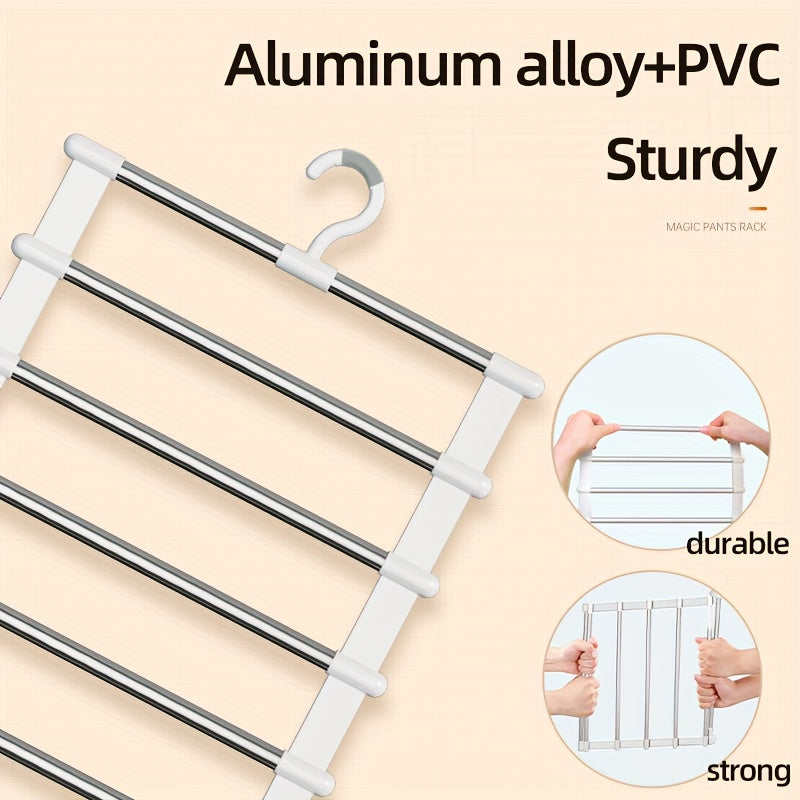 Multi-Tier Aluminum Pants Hangers Space-Saving Closet Organizer Non-Slip