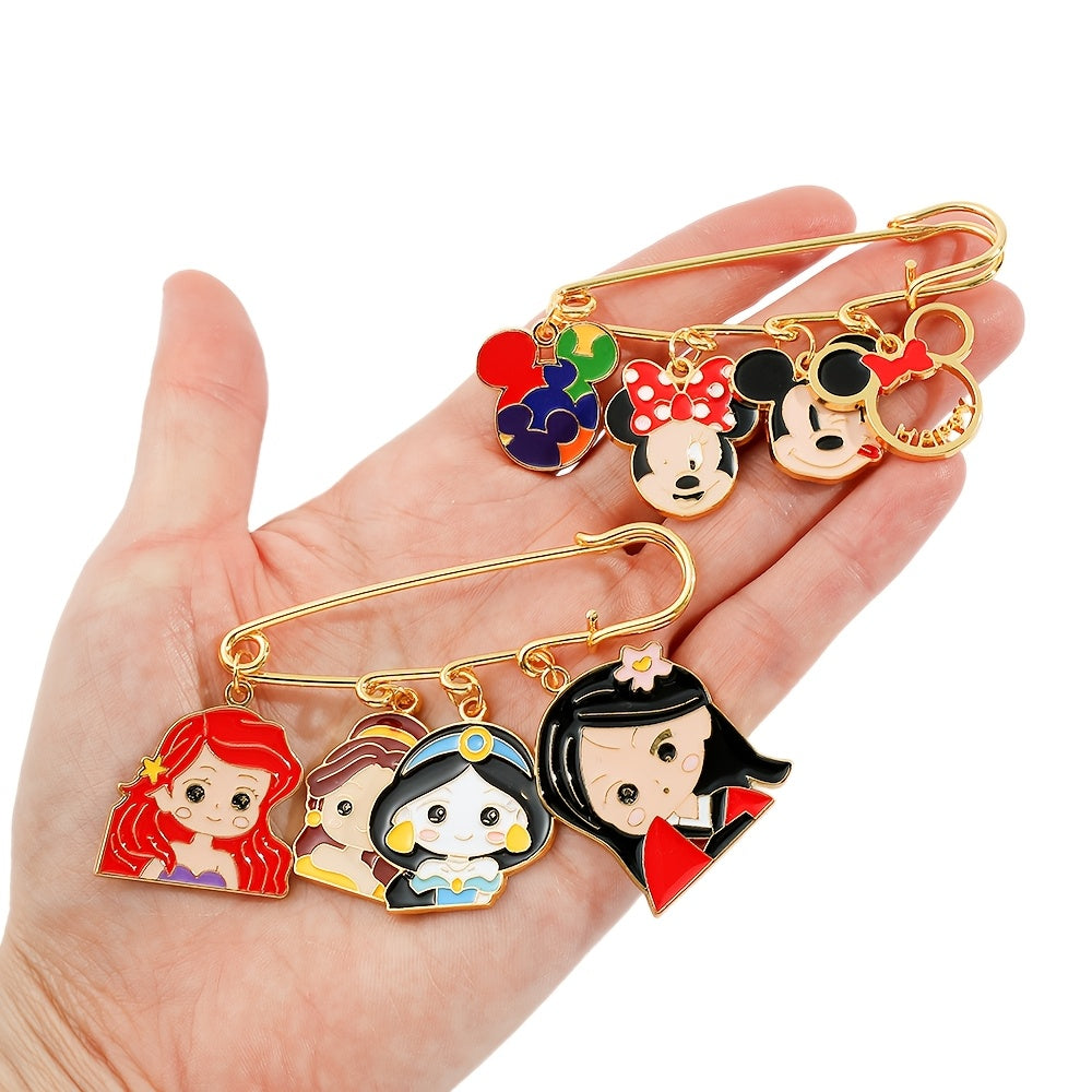 Set of Three Mickey Mouse Enamel Pins Cartoon Animal Brooches for Backpacks and Clothing