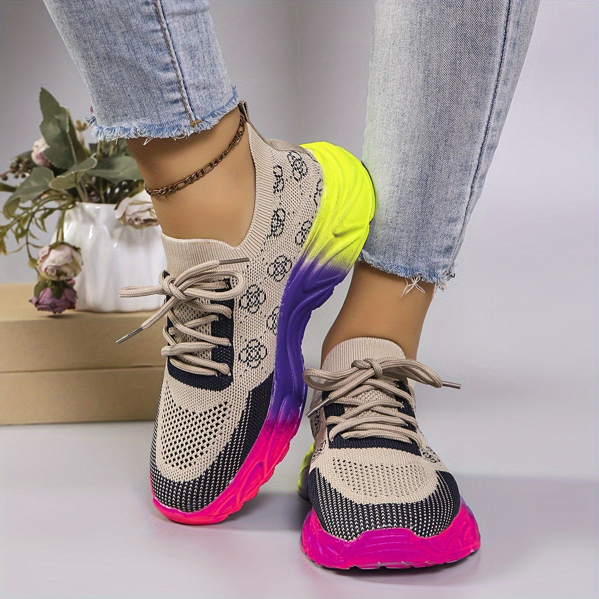 Women's Breathable Lightweight Cotton Sneakers Low Top Athletic Shoes