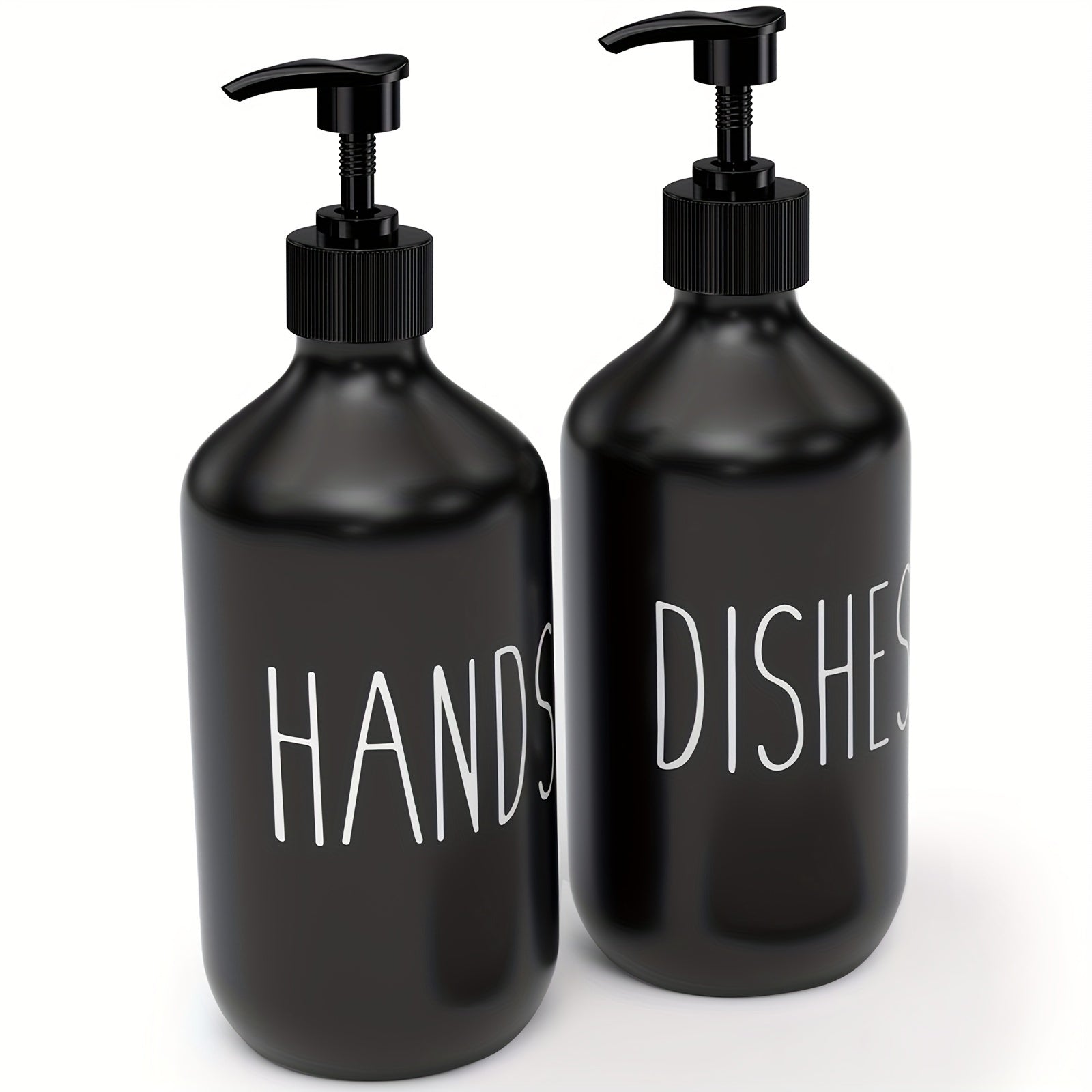 Black Plastic Double Soap Dispenser Set for Kitchen and Bathroom