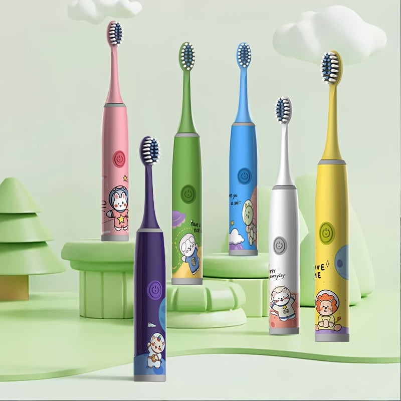 Bolalar uchun elektr tish cho'tkasi 2 dona yumshoq cho'tka, multfilm kosmik mavzu, sovg'a