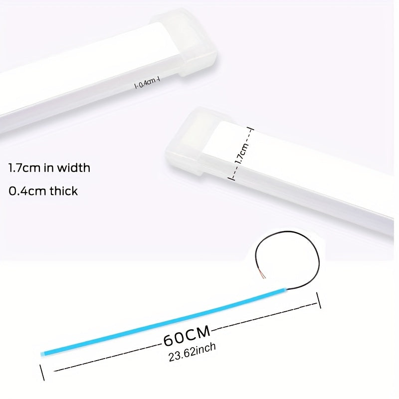 Car Interior LED Strip Lights 60cm 24inch Flexible Ambient Decor 12V