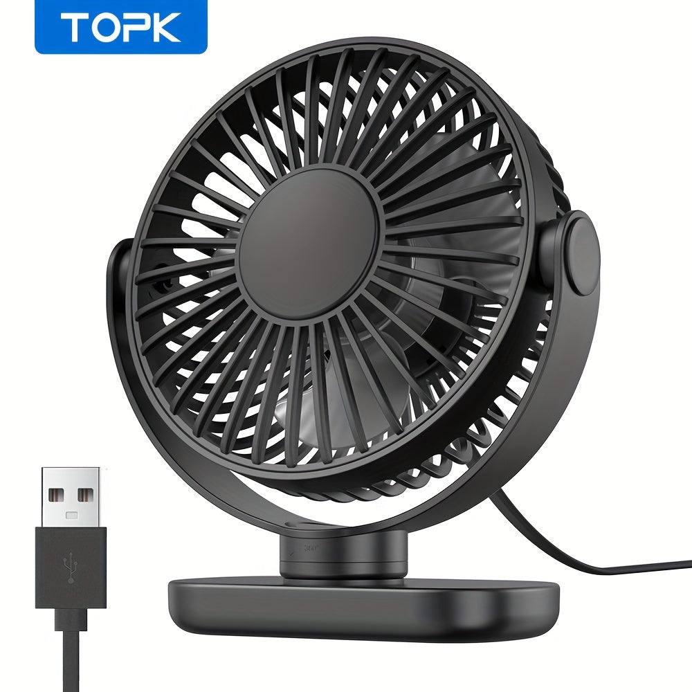 Personal USB Clip Desk Fan with Powerful Airflow, Whisper-Quiet, Portable, Adjustable Clamp