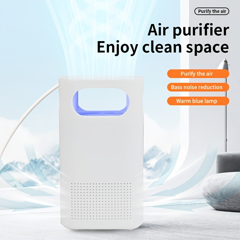 USB Air Purifier with Strong Duct System High-Speed Motors Quiet Operation Blue LED for Bedroom Kitchen Living Room