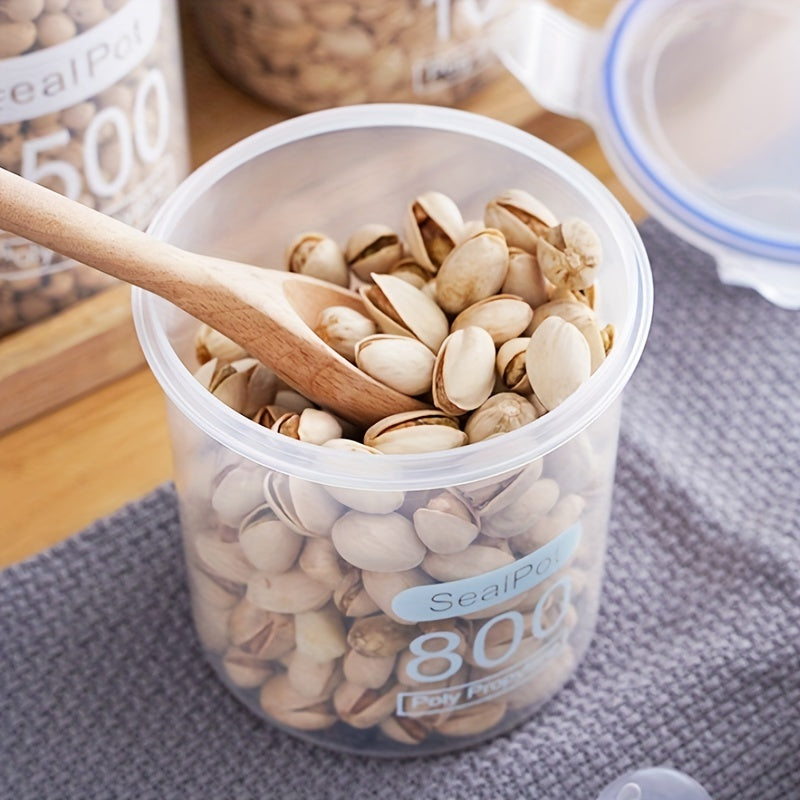 4 ta toza, havo o'tkazmaydigan oziq-ovqat saqlash konteynerlari, qulflangan qopqog'lar bilan, don, guruch, makaron uchun