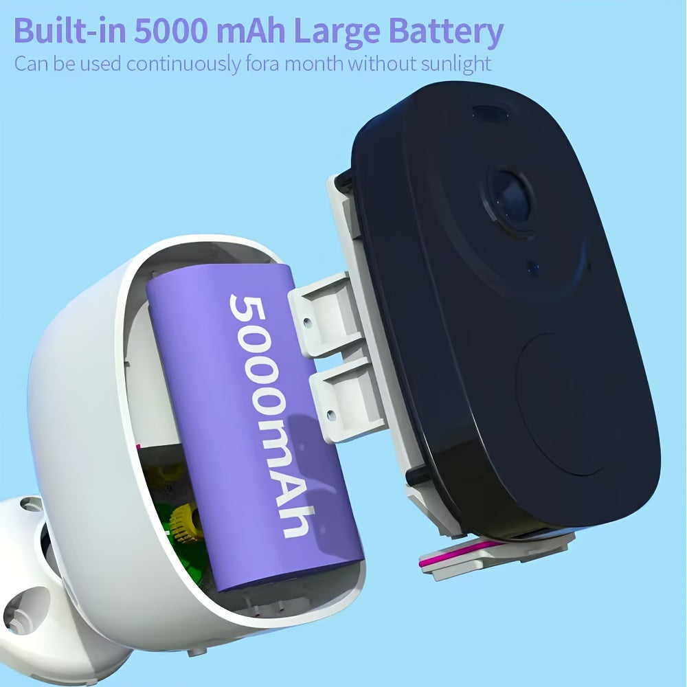 3MP Outdoor Wireless Security Camera with 5000mAh Battery Color Night Vision AI Motion Detection WiFi Two-Way Audio Waterproof