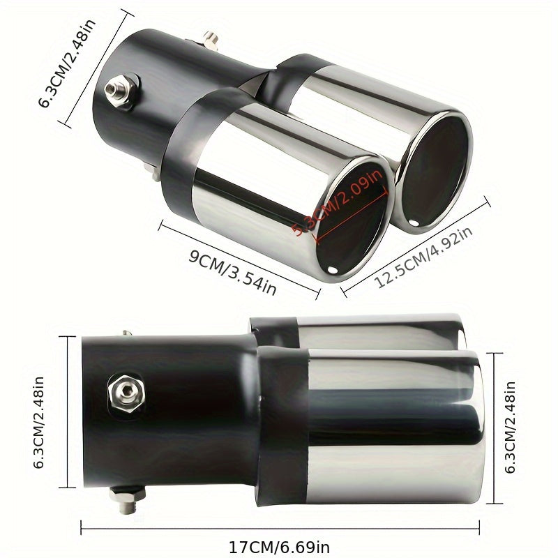 Cabezal de escape de doble salida de aire universal en cromo acero inoxidable para tubo de escape automotriz